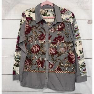 Soft Surroundings Button Down Floral With Sequin Details Size LG
